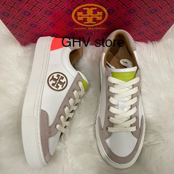 Tory Burch★★★ Tory Burch Signature Color Block Platform Leather Sneaker